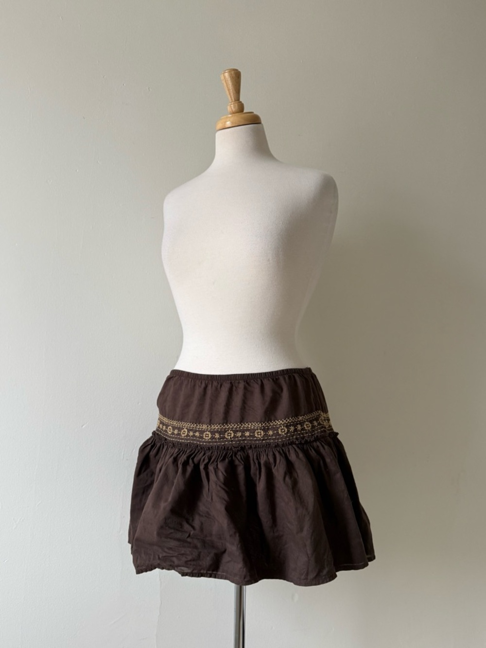 Vintage Y2K 2006 Old Navy Boho Mini Skirt Strapless Top Brown Cotton